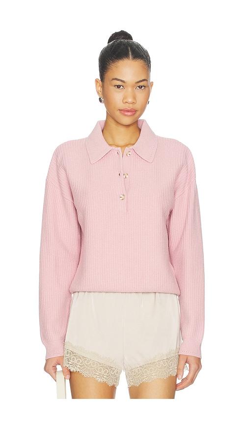 varley marlie polo knit sweater in blush. - size m (also in xs, s)