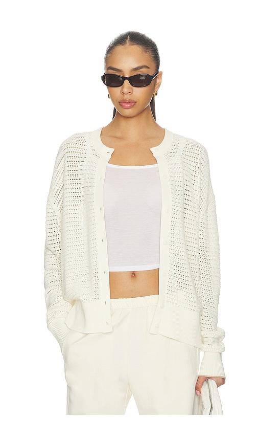 varley pembroke knit cardigan in cream. - size l (also in s, xs, m)