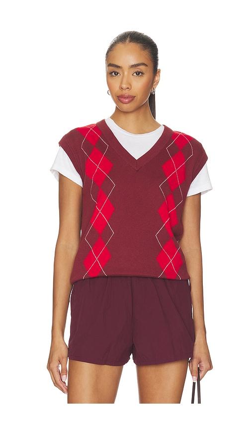 varley ruben argyle knit vest top in burgundy. - size l (also in xs, s, m, xl)