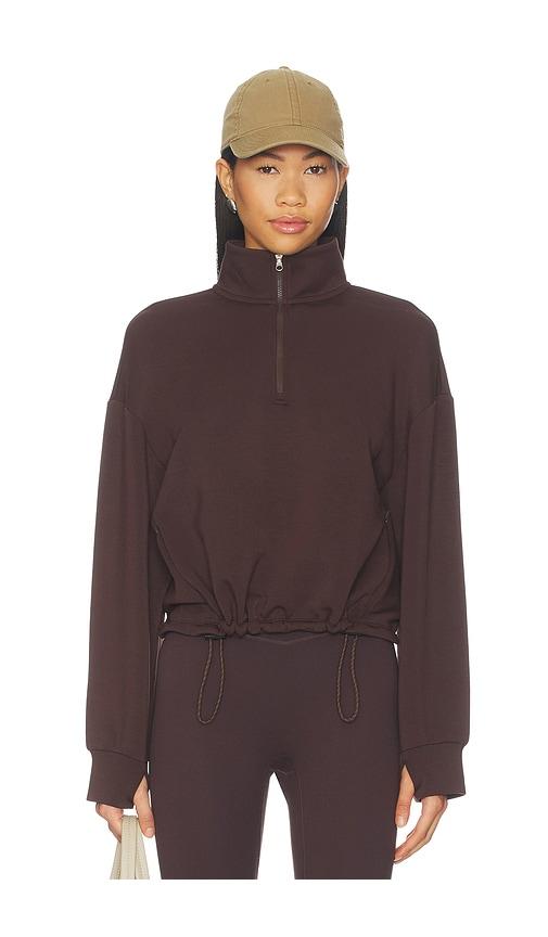 varley sian cropped half zip midlayer in brown. - size l (also in m, xl)