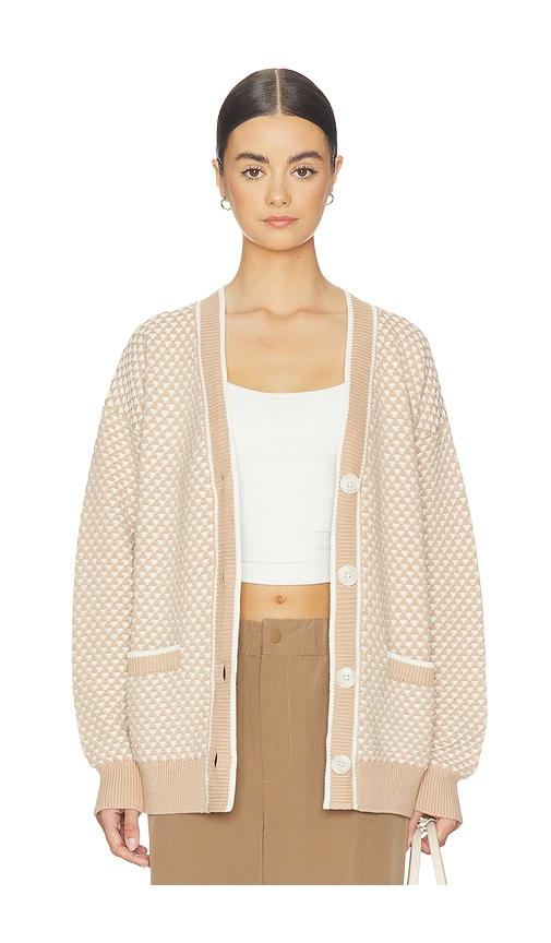 varley tarran stitch knit cardigan in taupe. - size m (also in s)