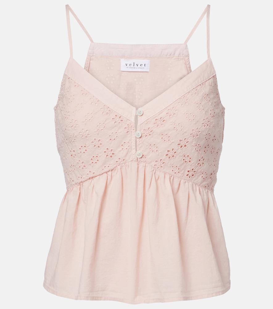 velvet aliah embroidered cotton poplin top
