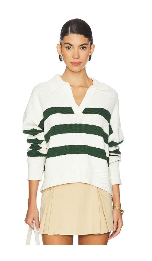 velvet by graham & spencer lucie pullover in green,cream. - size l (also in xl)
