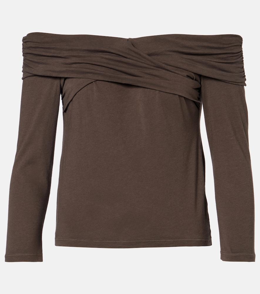 velvet clarissa off-shoulder cotton-blend top