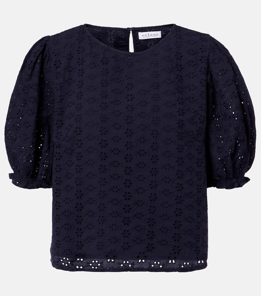 velvet dalyn embroidered cotton blouse