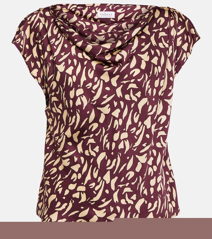 velvet devi printed satin top