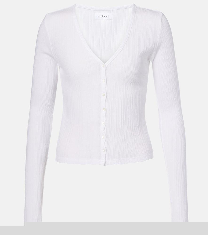 velvet drew cotton-blend pointelle cardigan