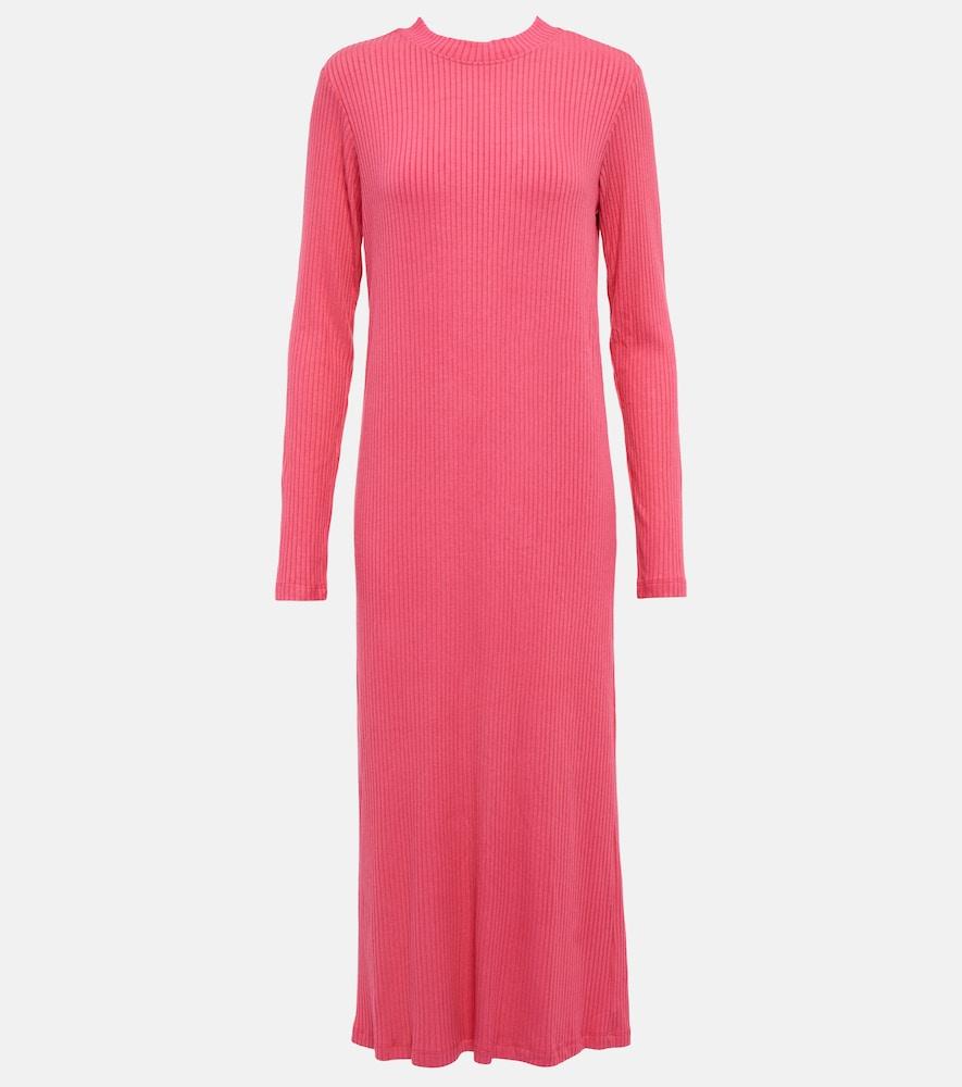 velvet ember ribbed-knit midi dress
