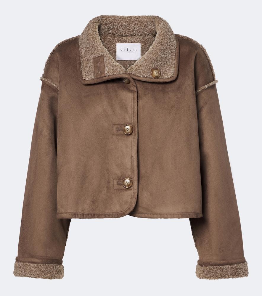 velvet esme teddy-lined cropped jacket