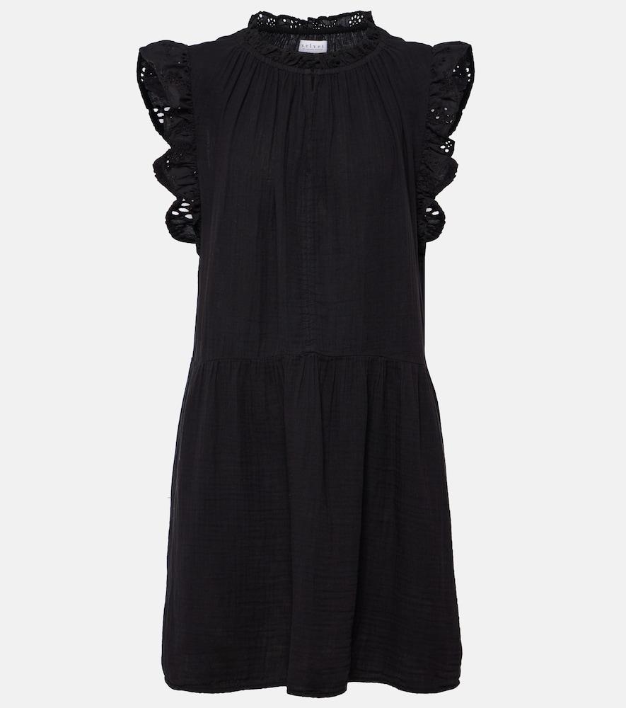 velvet grace lace-trimmed cotton minidress