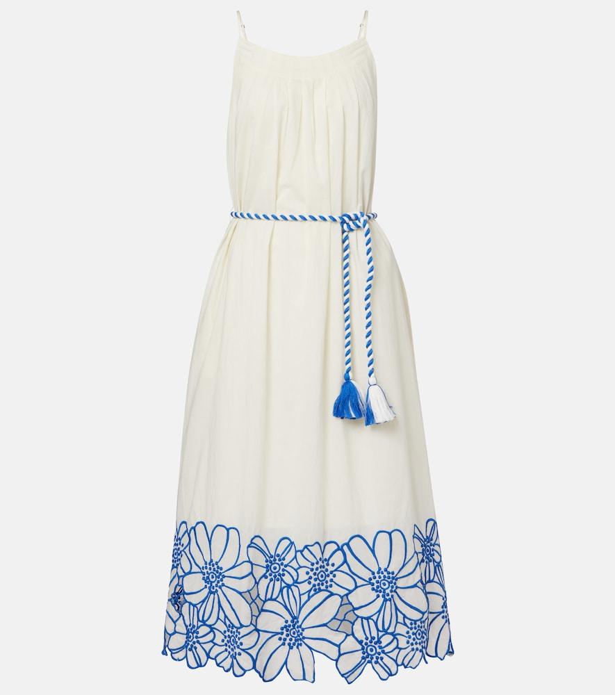 velvet juliette embroidered cotton midi dress