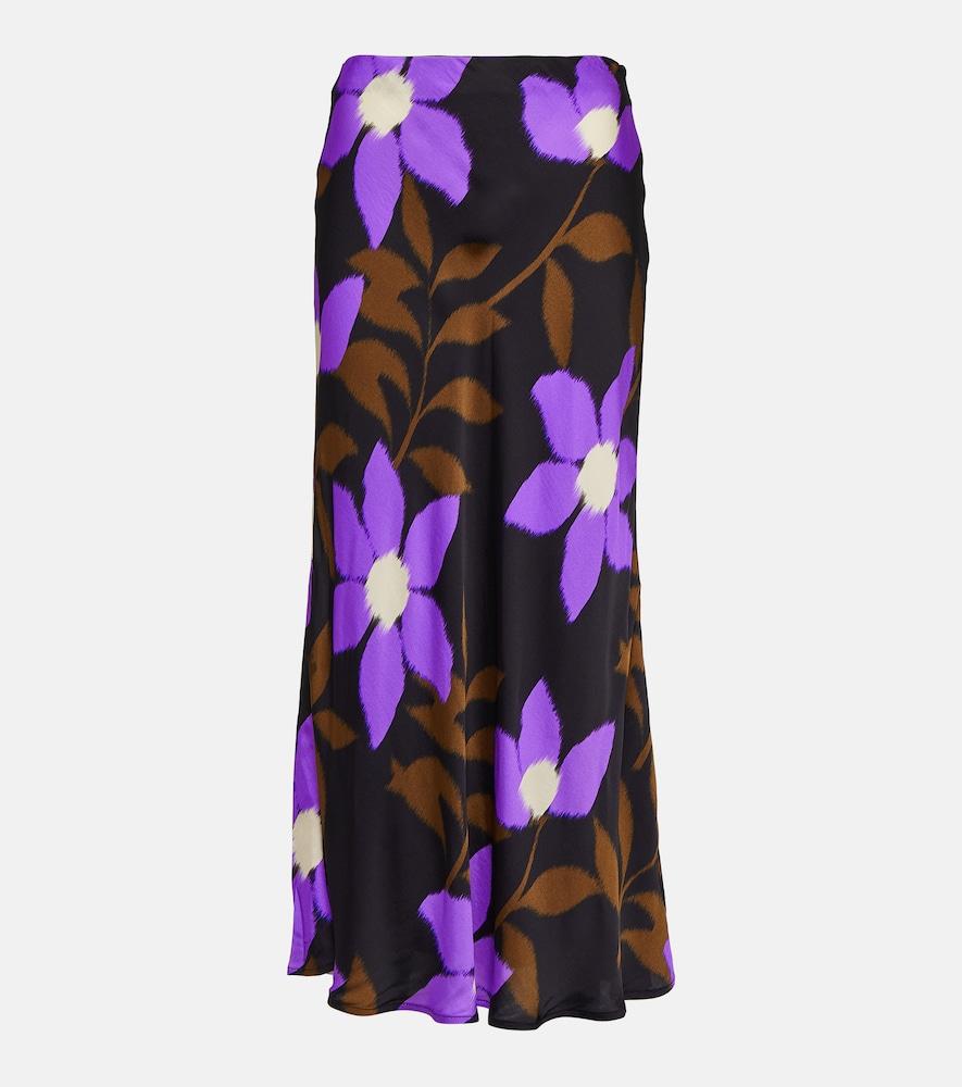 velvet kaiya printed satin midi skirt