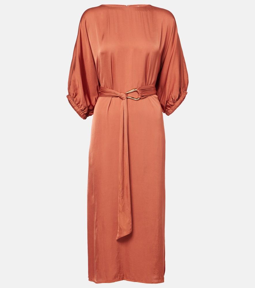 velvet laurel satin midi dress
