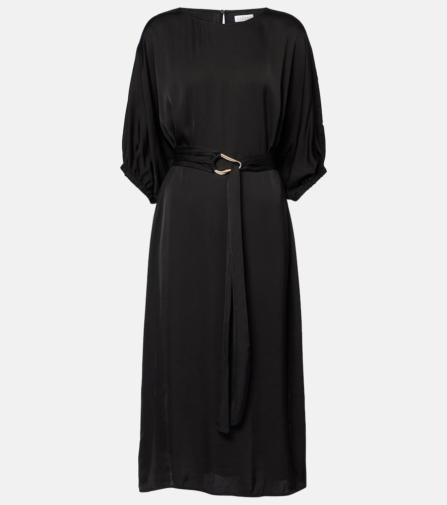 velvet laurel satin midi dress