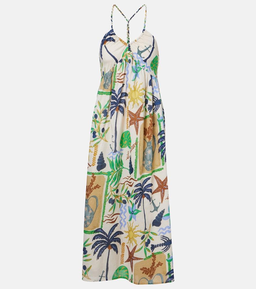 velvet leyla printed cotton midi dress