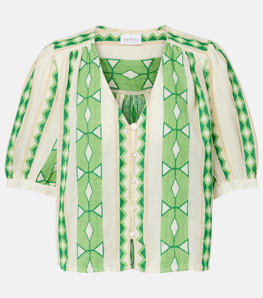 velvet marissa cotton jacquard blouse