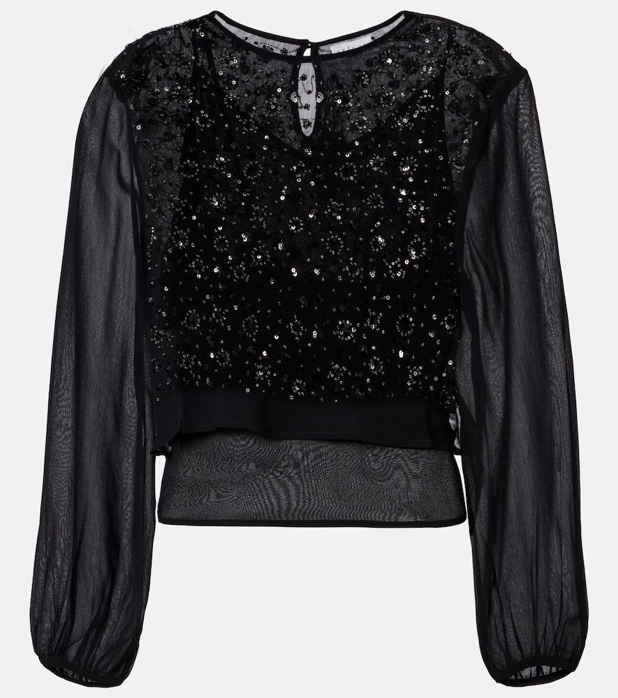 velvet marlowe sequinned sheer top