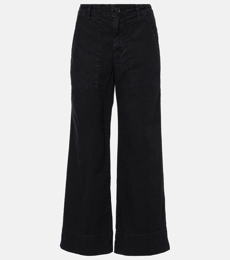 velvet mid-rise cotton canvas wide-leg pants
