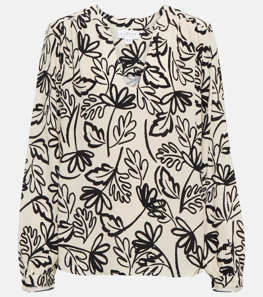 velvet printed crêpe blouse