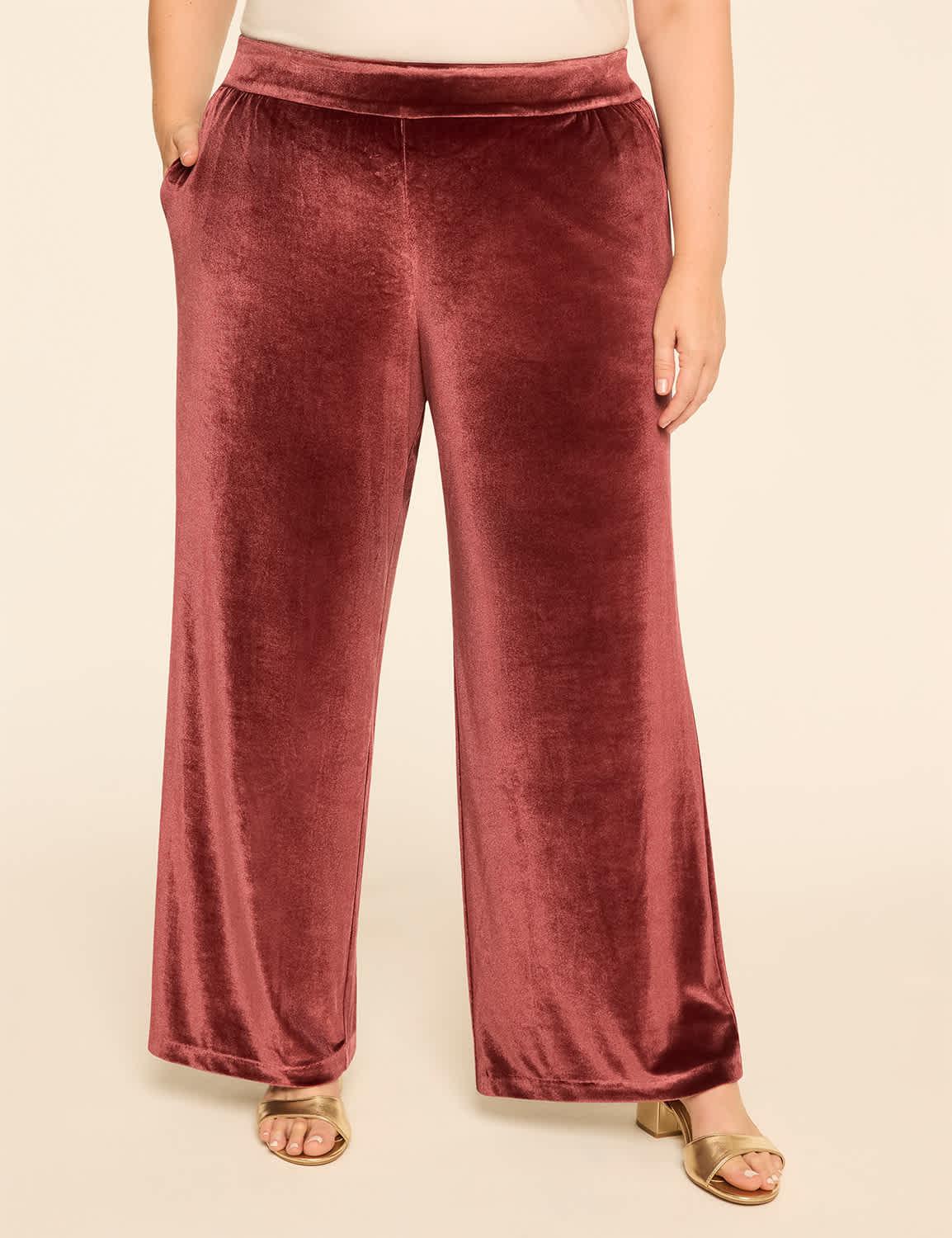 velvet pull-on wide leg pant