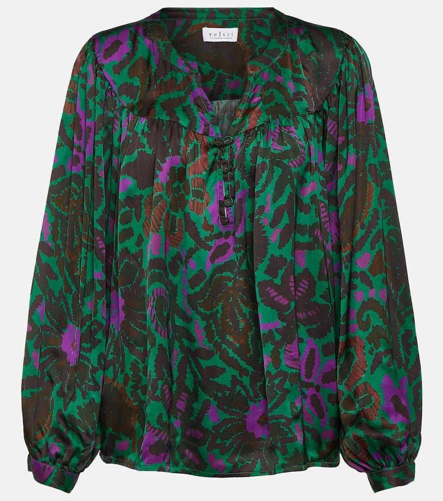 velvet reeve printed satin blouse