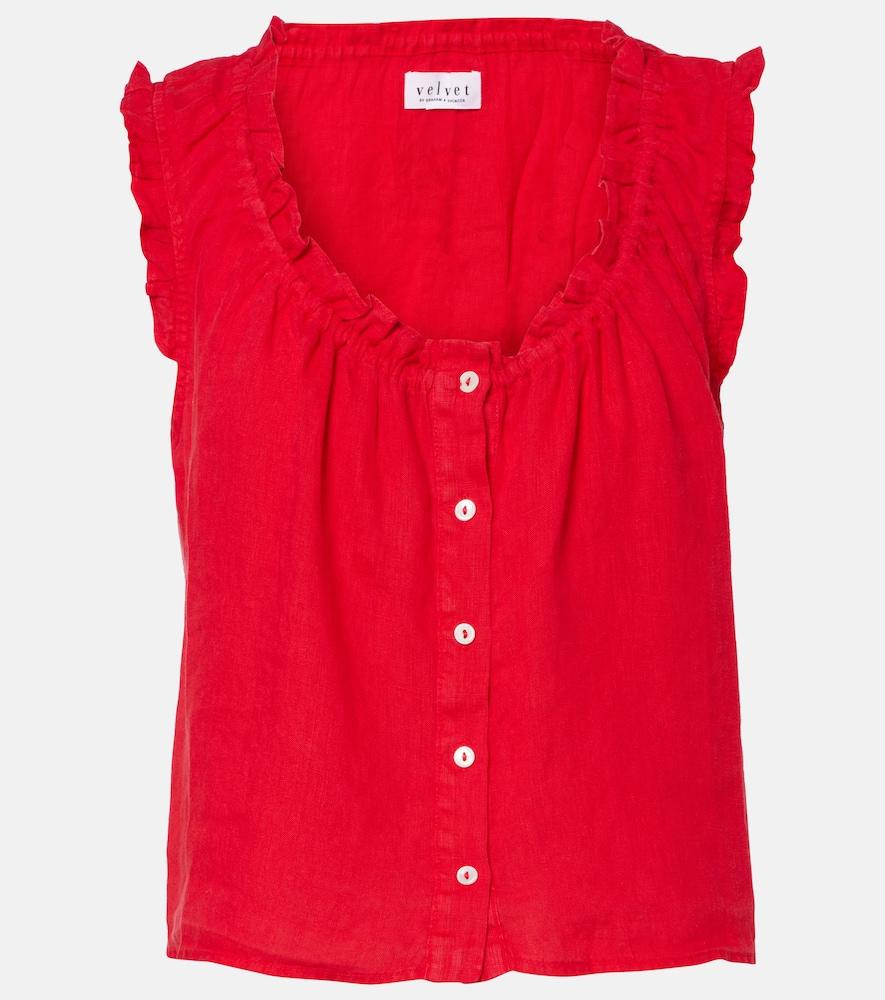 velvet tana ruffled linen top