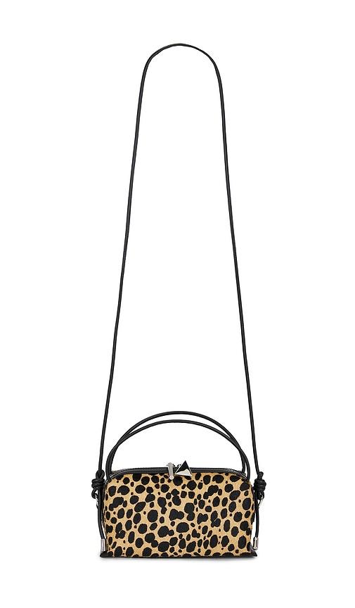verafied cheetah cafe mini bag in brown.