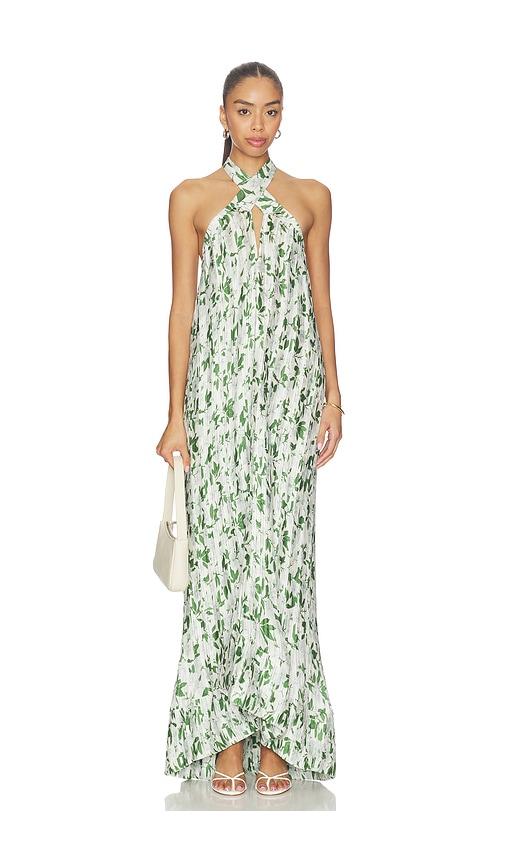 verandah cross front plisse gown in green,white. - size l (also in s, m, xl)