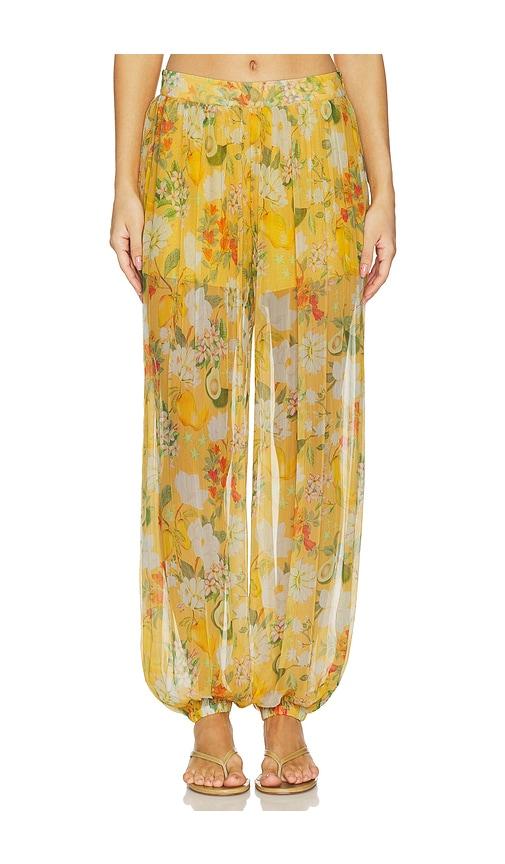 verandah floral balloon pants in mustard. - size l (also in xs, s, m, xl)