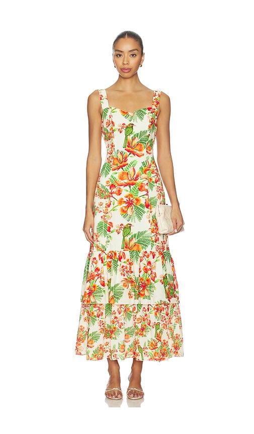 verandah garden tiered maxi dress in ivory. - size l (also in m, s, xs)