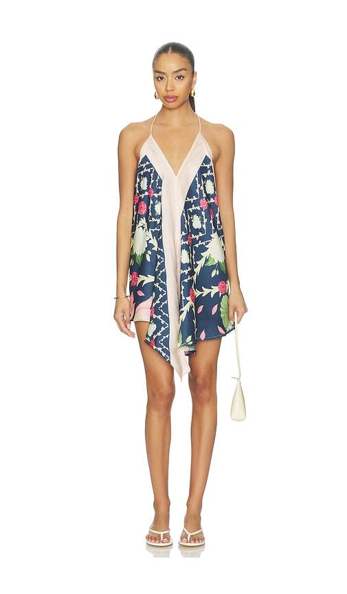 verandah handkerchief mini dress in navy,pink. - size l (also in m, xl)
