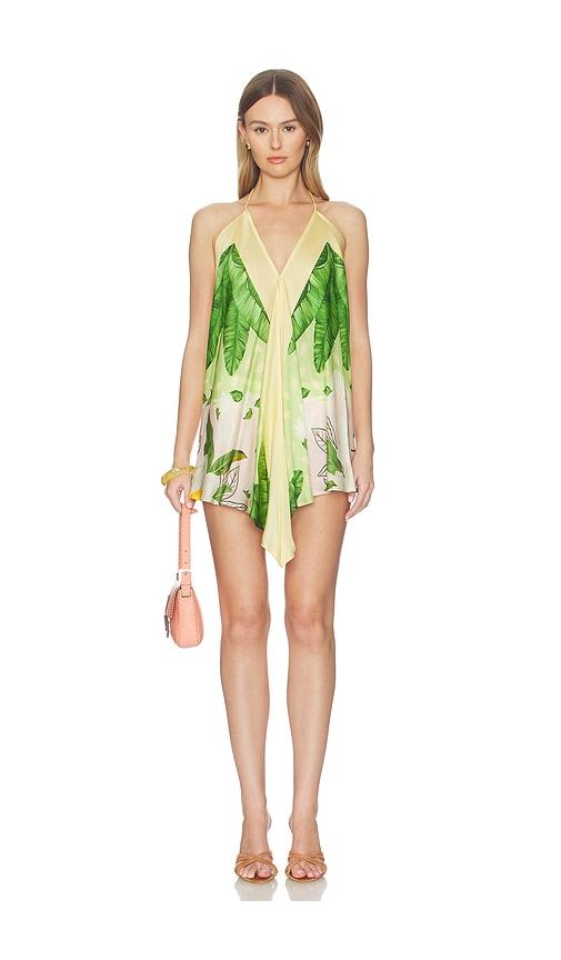verandah handkerchief mini dress in yellow,green. - size m (also in xs)