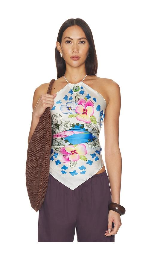 verandah hydrangea crystal scarf blouse in ivory. - size l (also in m, s, xl, xs)