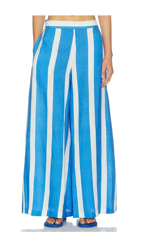 verandah linen lounge pants in blue. - size l (also in m, s)