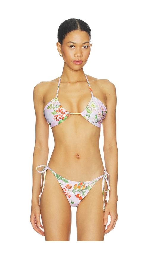 verandah plunge tie-back bikini top in multi. - size l (also in xs, s, m, xl)