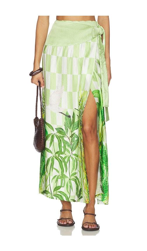 verandah pushpanjali wrap maxi skirt in green. - size m (also in s, xs)