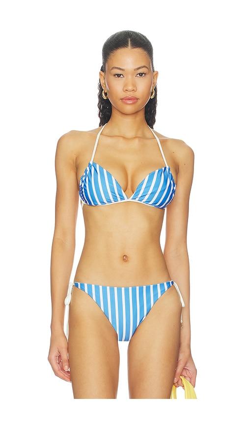 verandah reversible crossback bikini top in blue. - size l (also in xs, s, m)