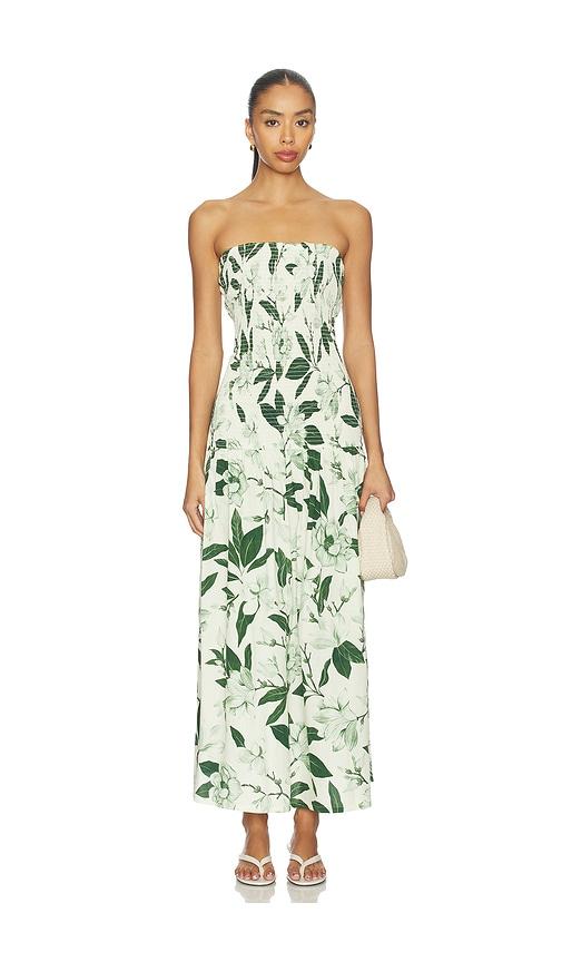 verandah smocked summer maxi dress in sage. - size m (also in xl)