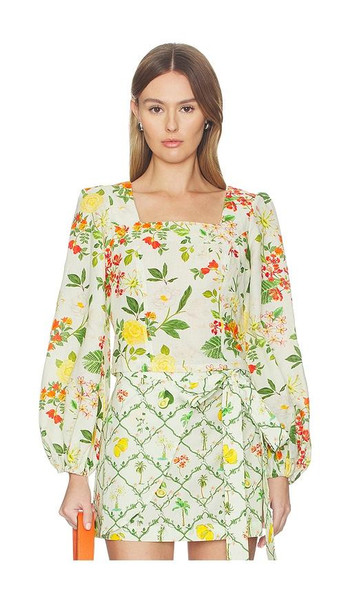 verandah square neck crop blouse in mint,green. - size s (also in xl, xs)