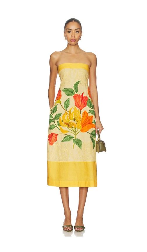 verandah strapless shift dress in yellow. - size m (also in s, xl, xs)