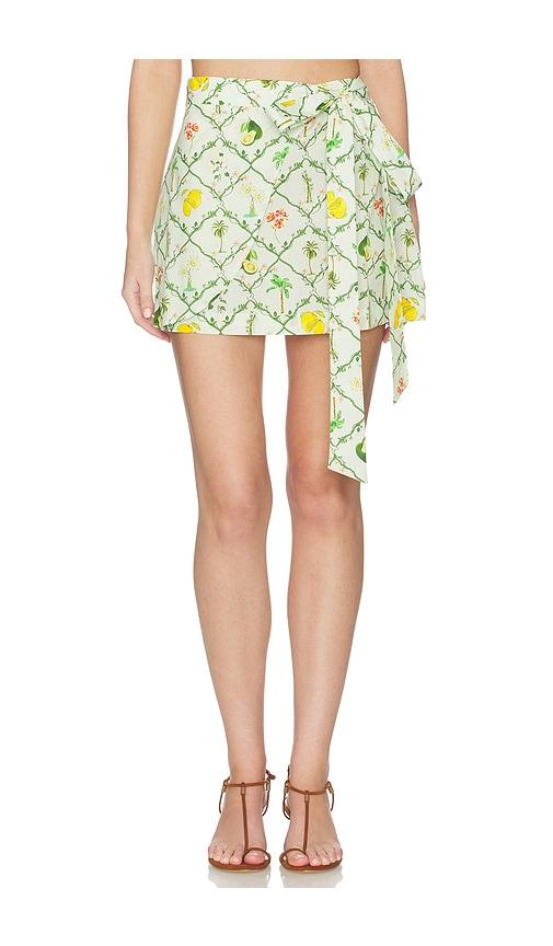 verandah wrap mini skirt in mint,green. - size l (also in s, xs, xl)