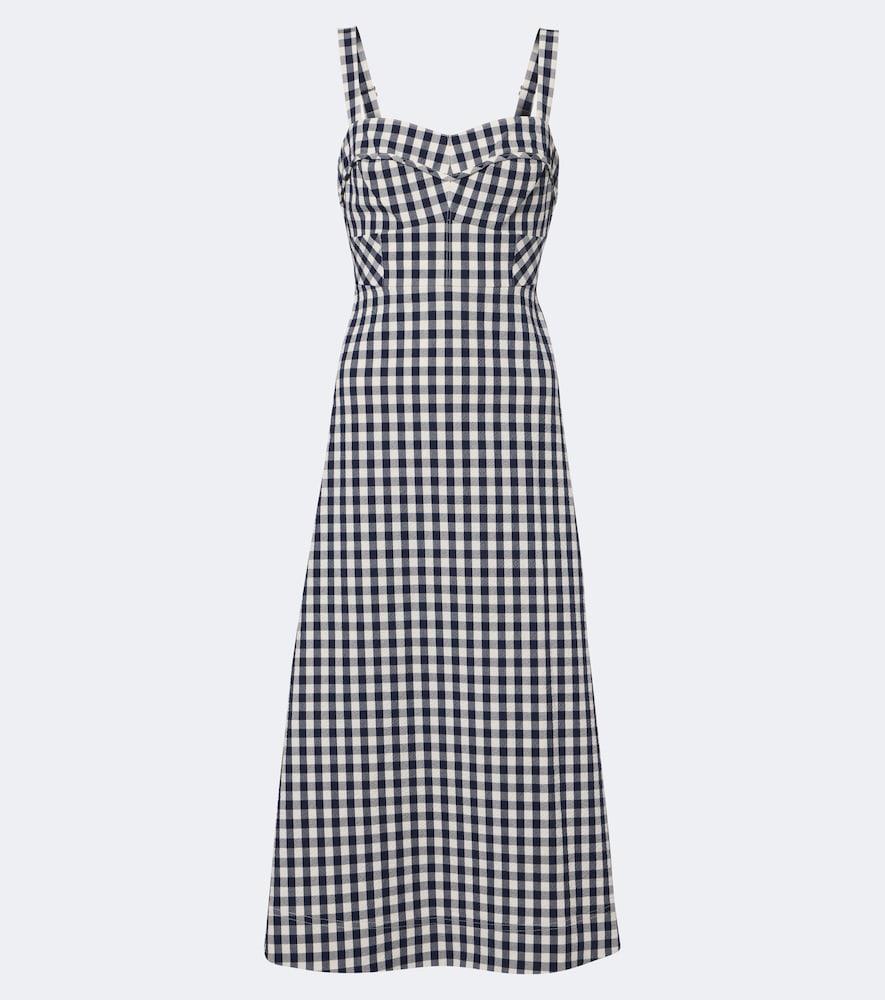 veronica beard aila gingham cotton midi dress