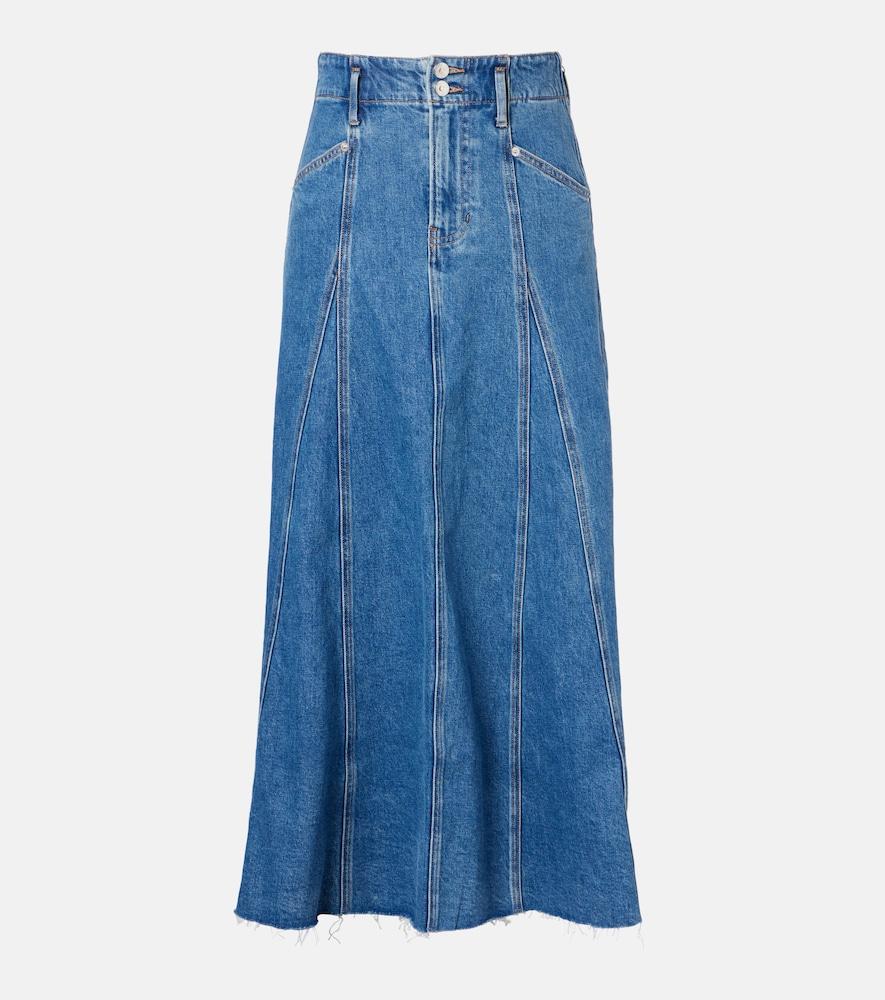veronica beard alix denim midi skirt