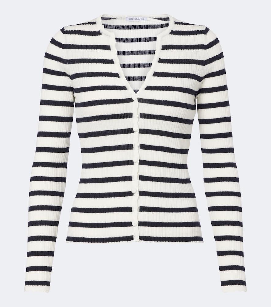 veronica beard anwin striped wool cardigan