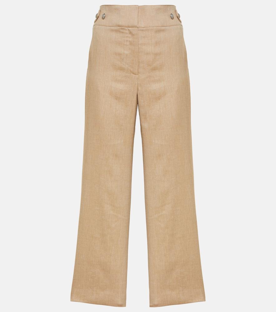veronica beard aubrie linen-blend cropped pants