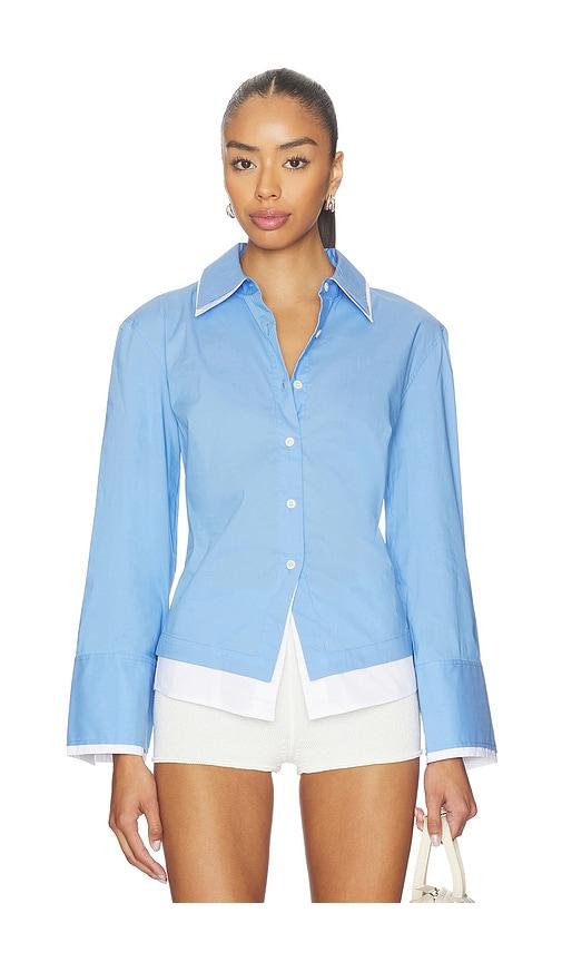 veronica beard bonnie shirt in blue. - size 10 (also in 4, 6)