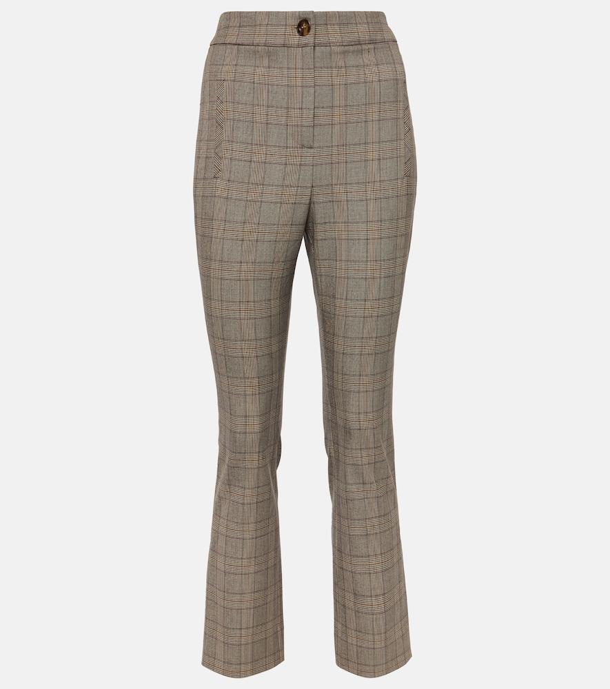 veronica beard checked high-rise slim pants