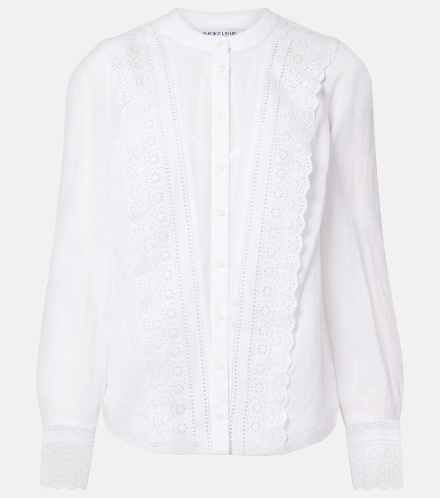 veronica beard clermont broderie anglaise cotton-blend shirt