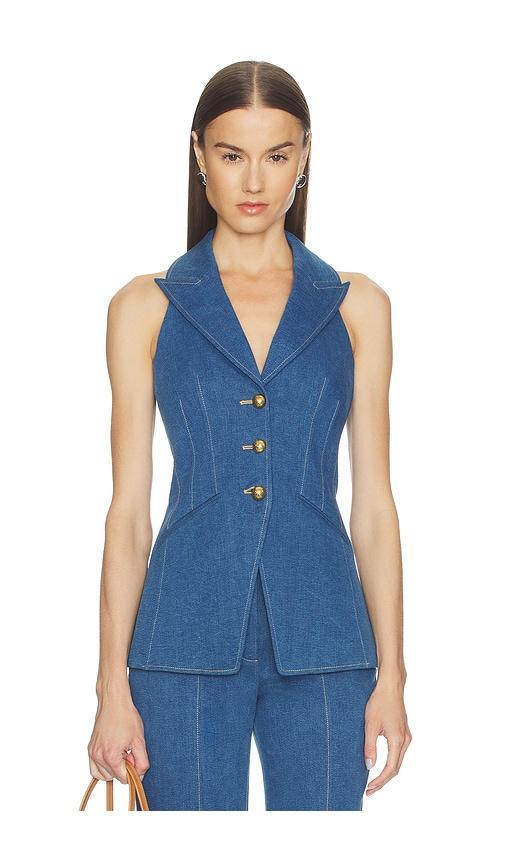 veronica beard costa vest in blue. - size 0 (also in 00, 2)
