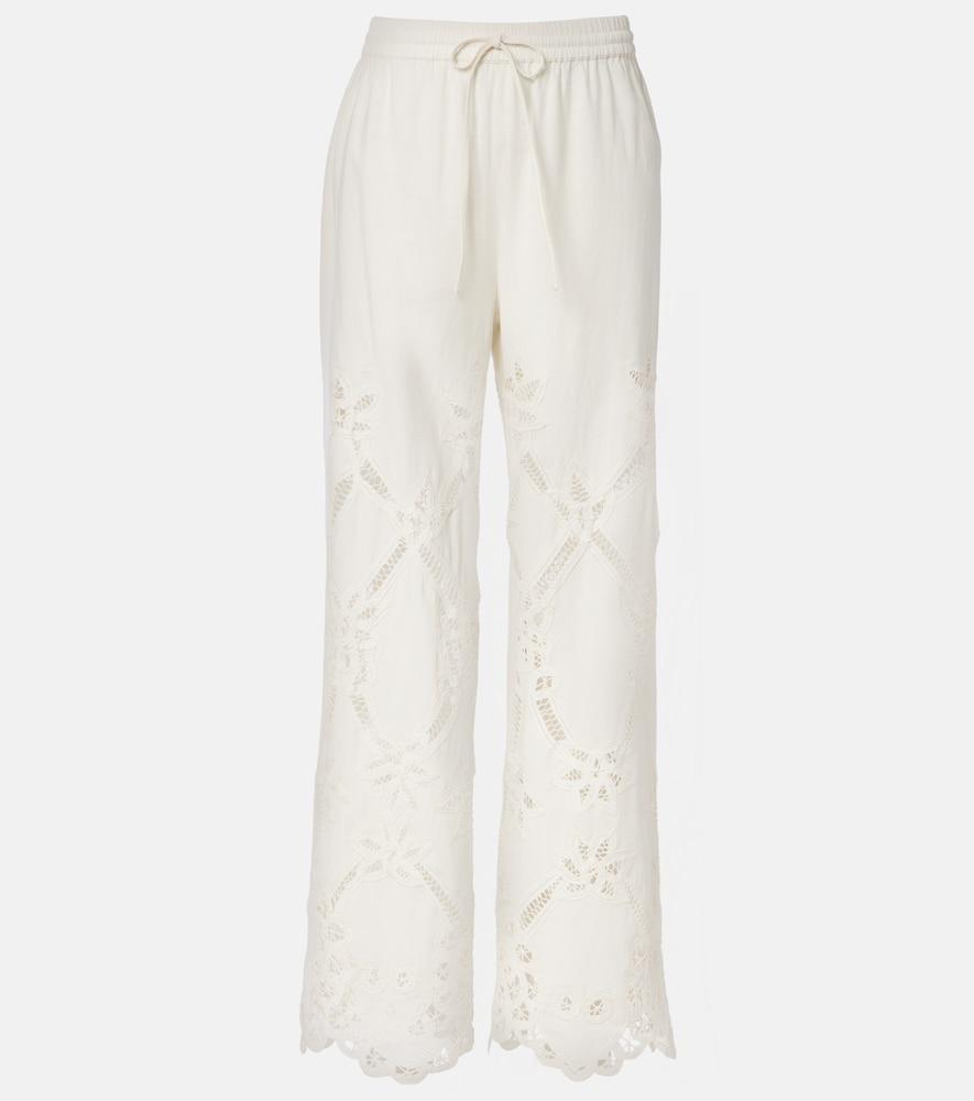 veronica beard daisy cotton and linen wide-leg pants